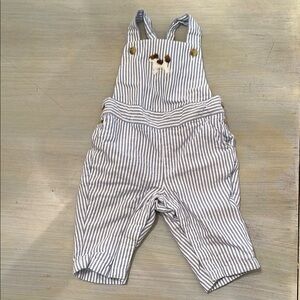 Janie and Jack Gray Striped Overalls